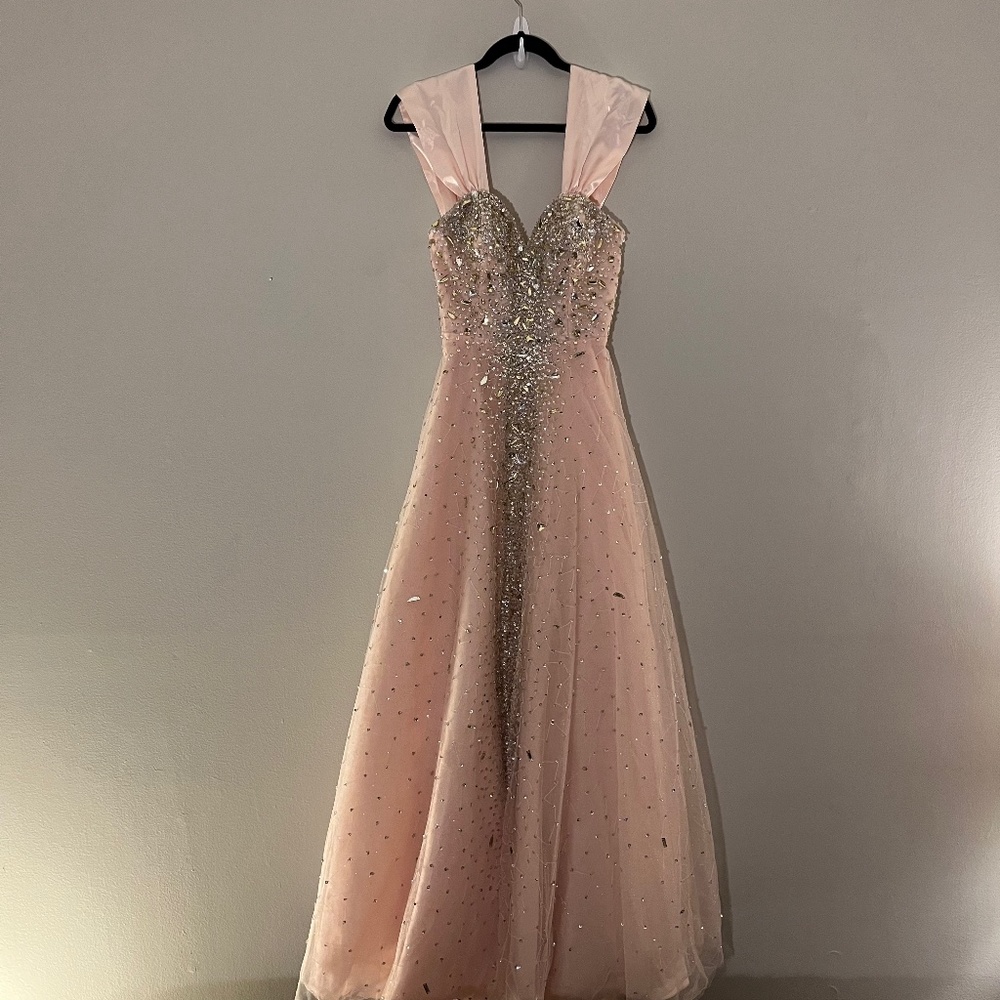 Glamour by Terani Couture- Light Pink Sequin Dress